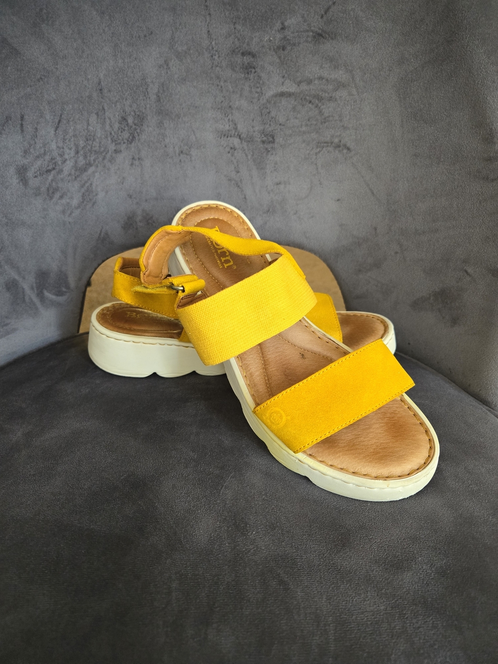 Born Yellow Platform Slingback Sandals